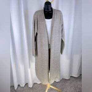 H&M Long Duster Tan Open Front Cardigan With Side Slits